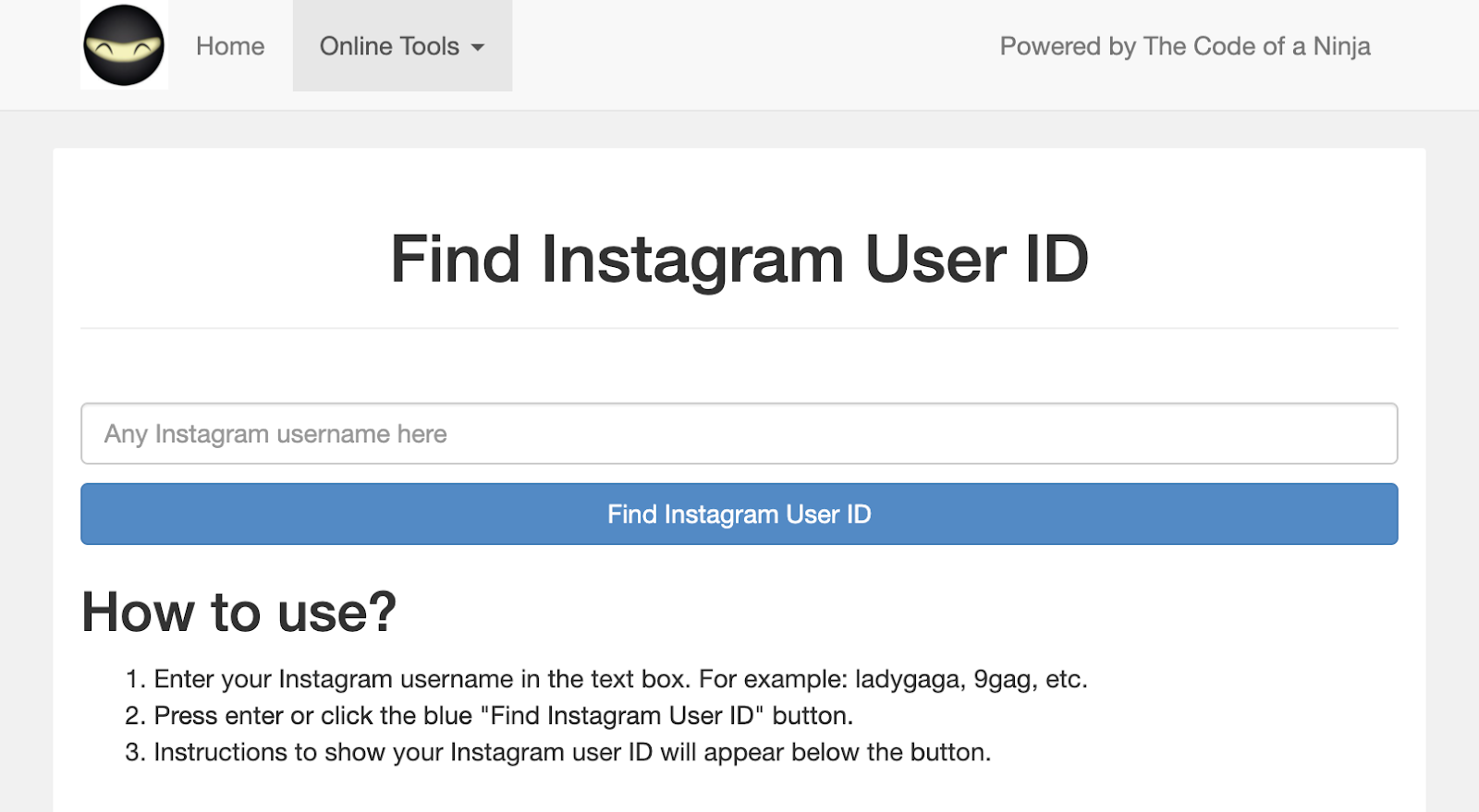code of a ninja finding instagram user id