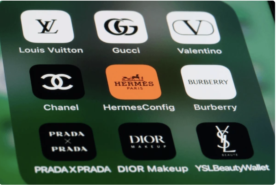 luxury brands applications on phone