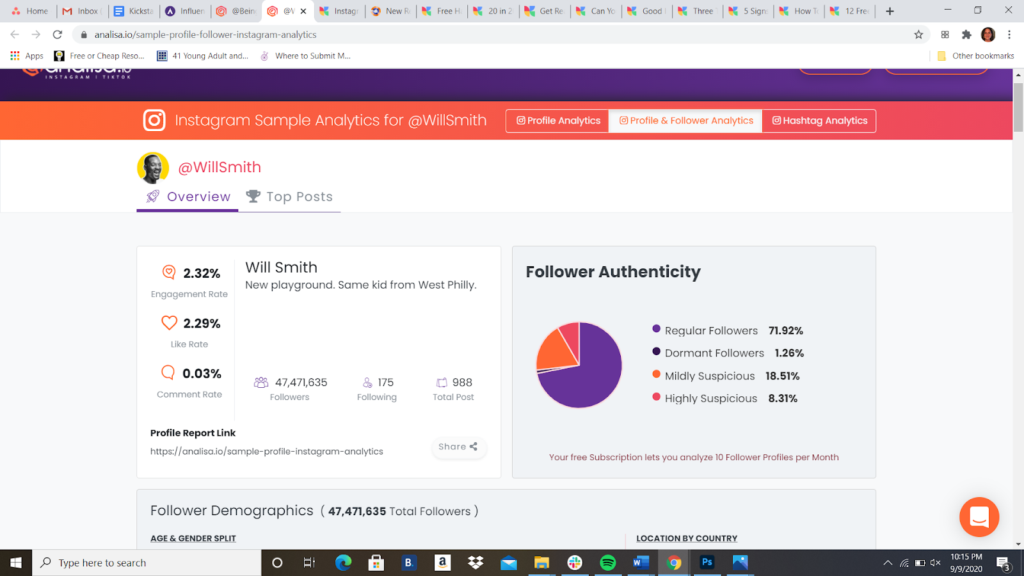 Instagram audit analisa.io