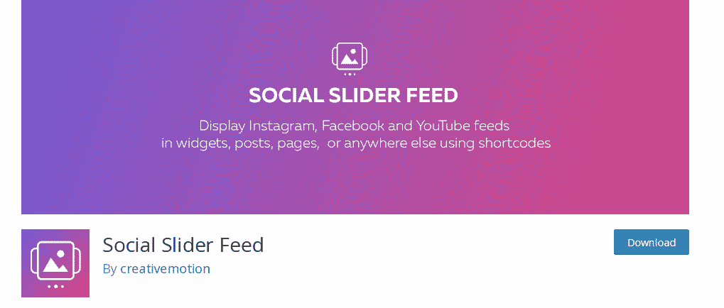 screenshot of social slider plugin