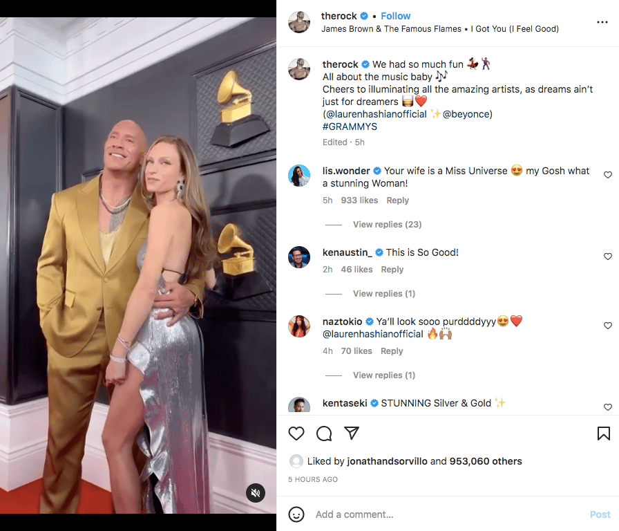 Photo of The Rock at the Grammy's