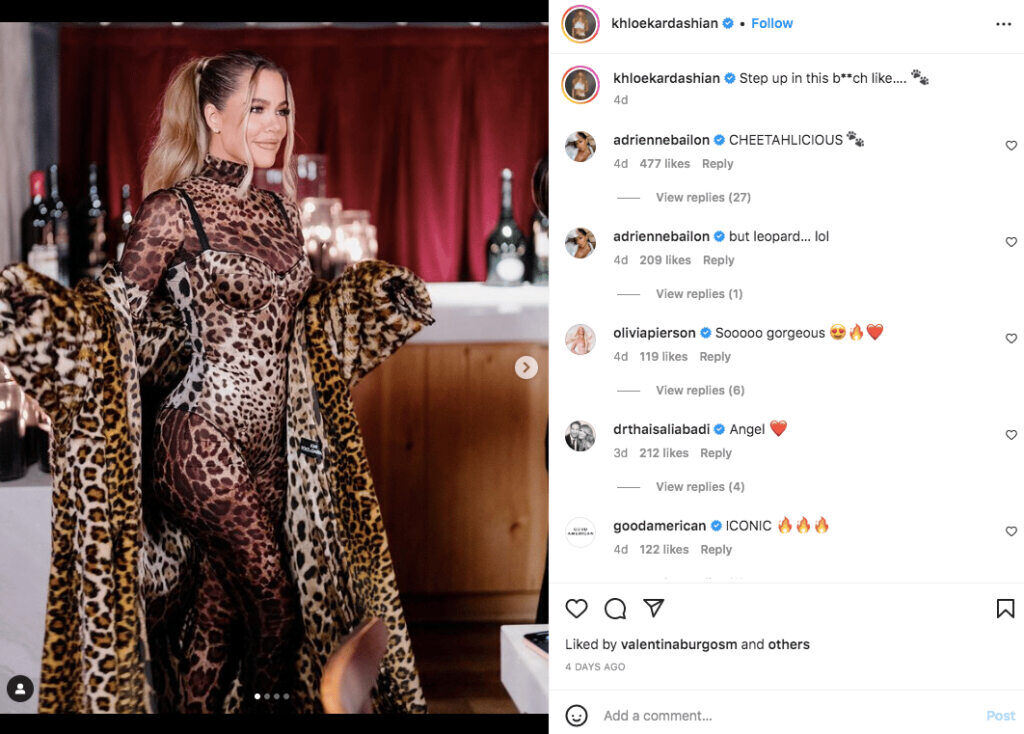 Photo of Khloe Kardashian in leopard print outfit