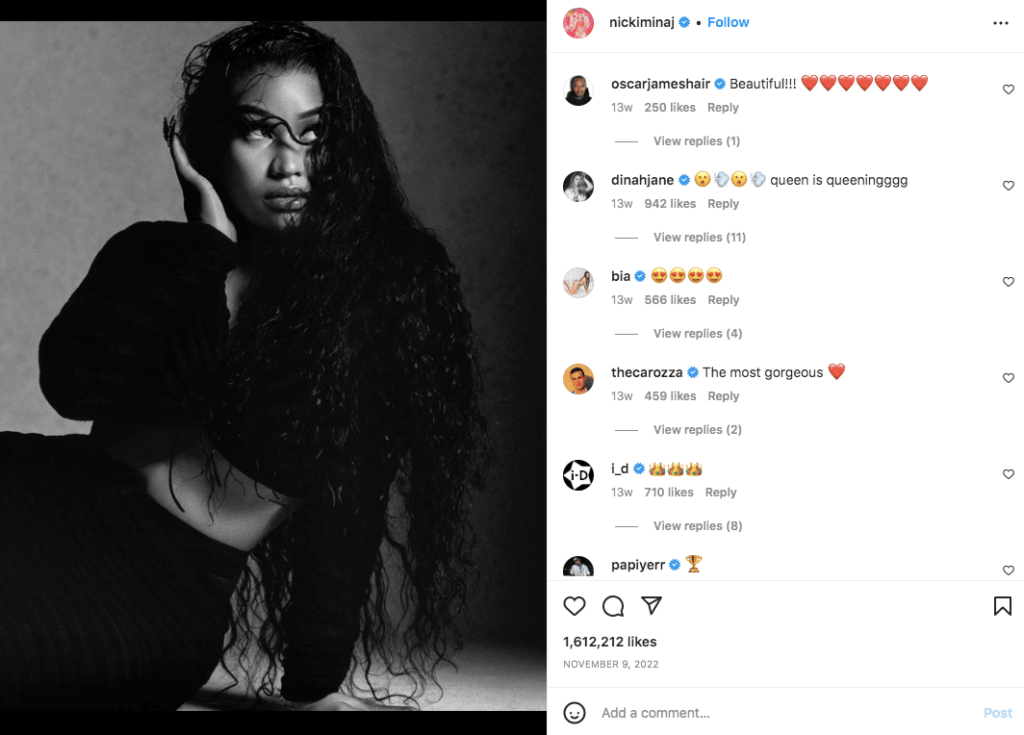 Nicki Minaj black-and-white photo