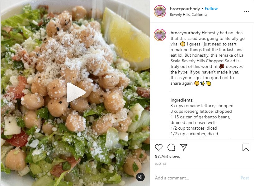 healthy and easy recipe instagram blogger post