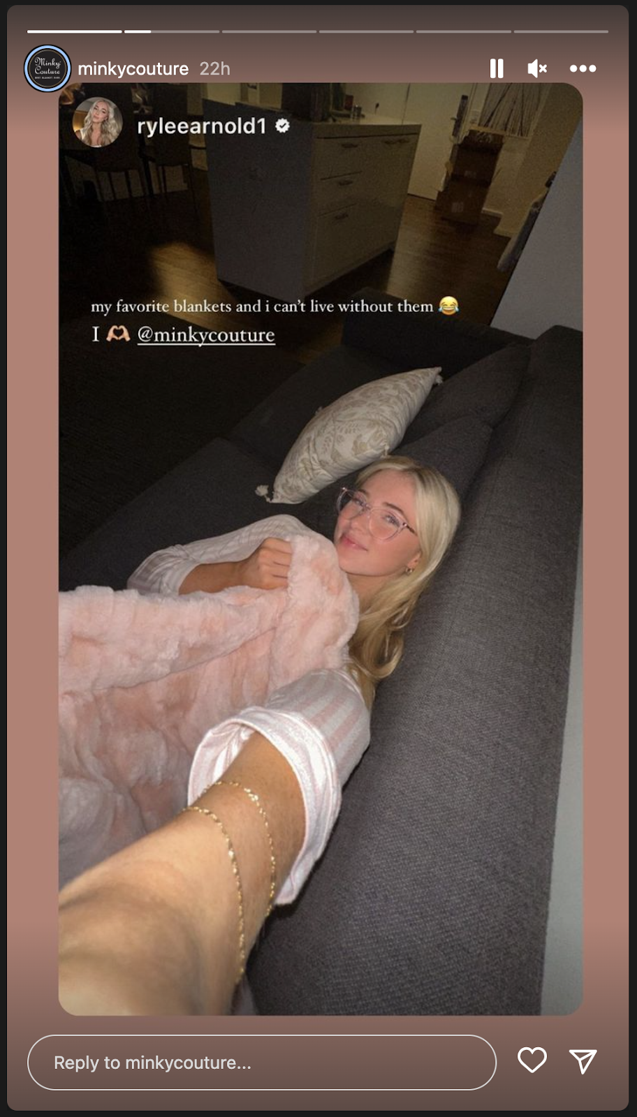 screenshot of Minky Couture user-generated content story
