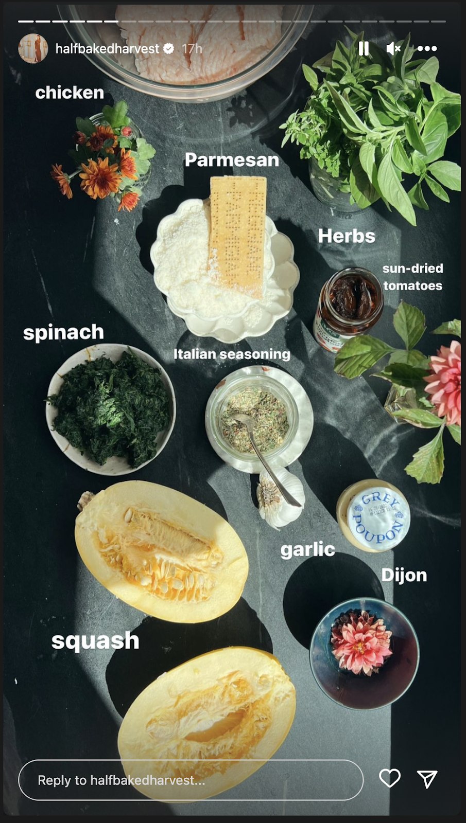 screenshot of half baked harvest story recipe ingredients