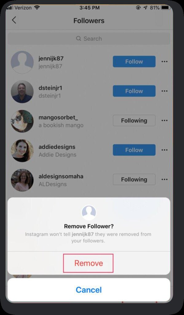 remove ghost followers screenshot