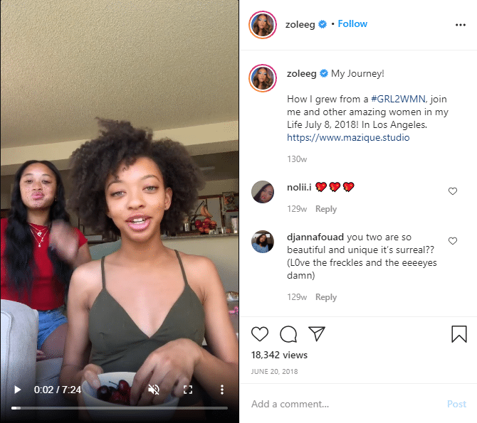 zoleeg instagram post using vlog style videos