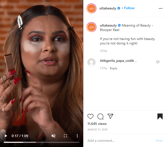 behind the scenes blooper reel instagram post