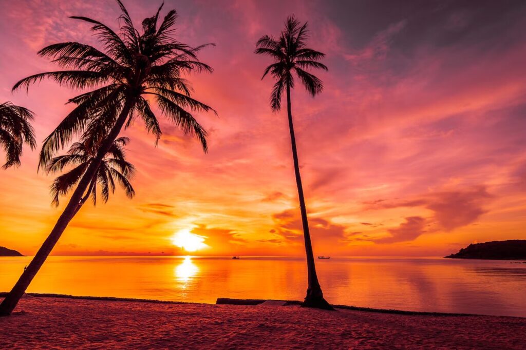 Sunset seen on an island in nature