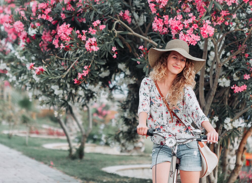 A woman dressed spring fashion aesthetic
