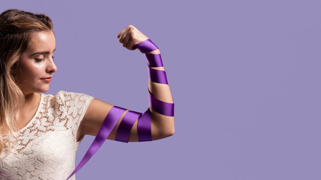 Empowered woman showing her strength
