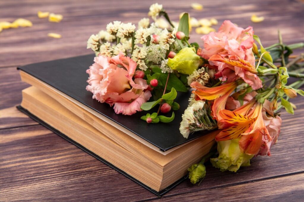 Seasonal books with flowers