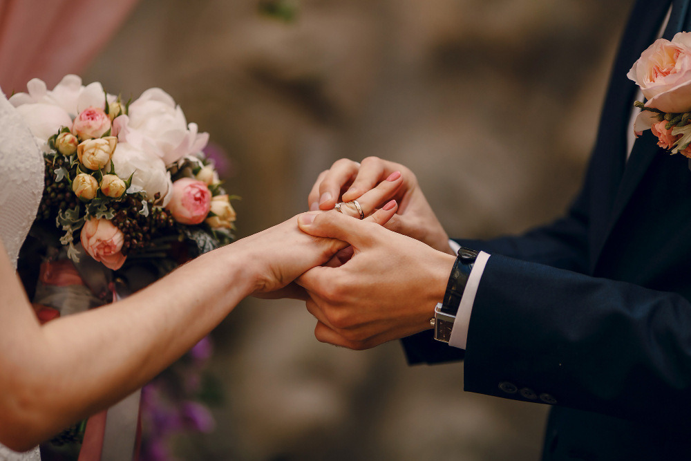 wedding between bride and groom