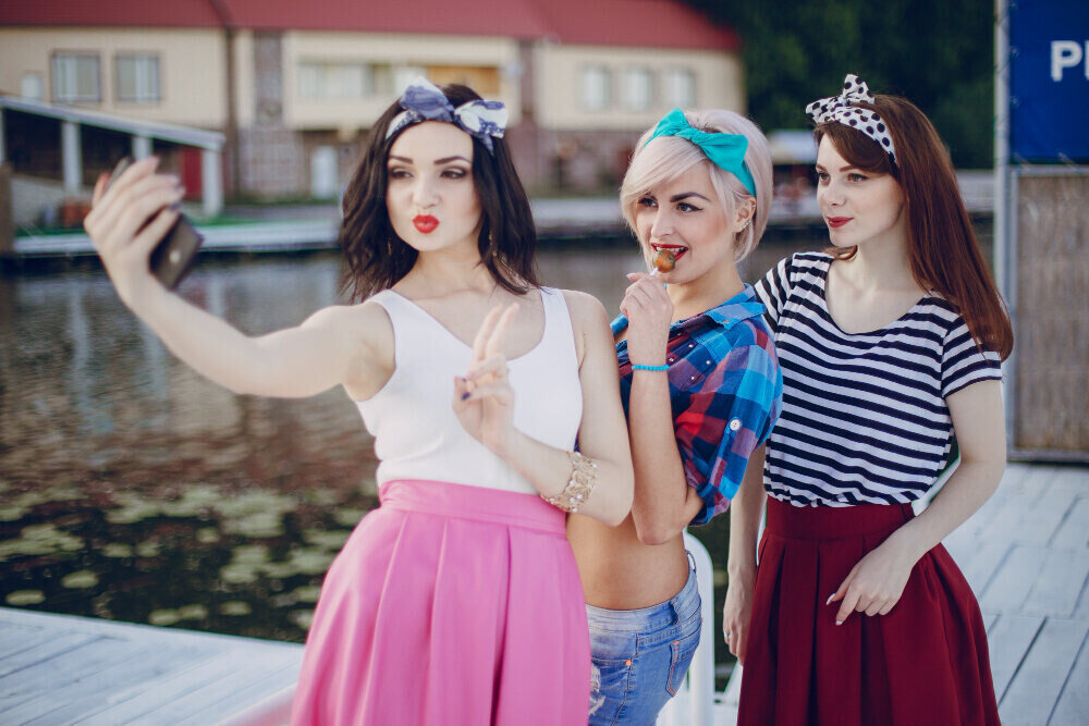 Disney Selfie Captions with young women posing