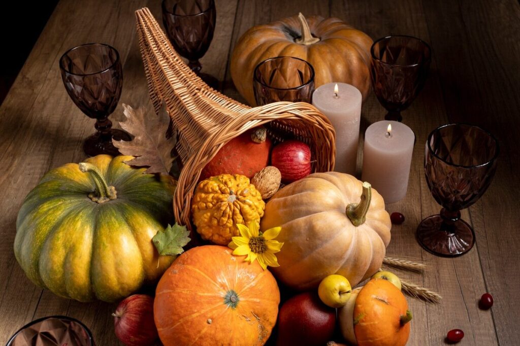 Thanksgiving decorations and ambiance
