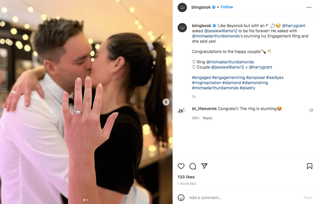 engagement photo with funny caption