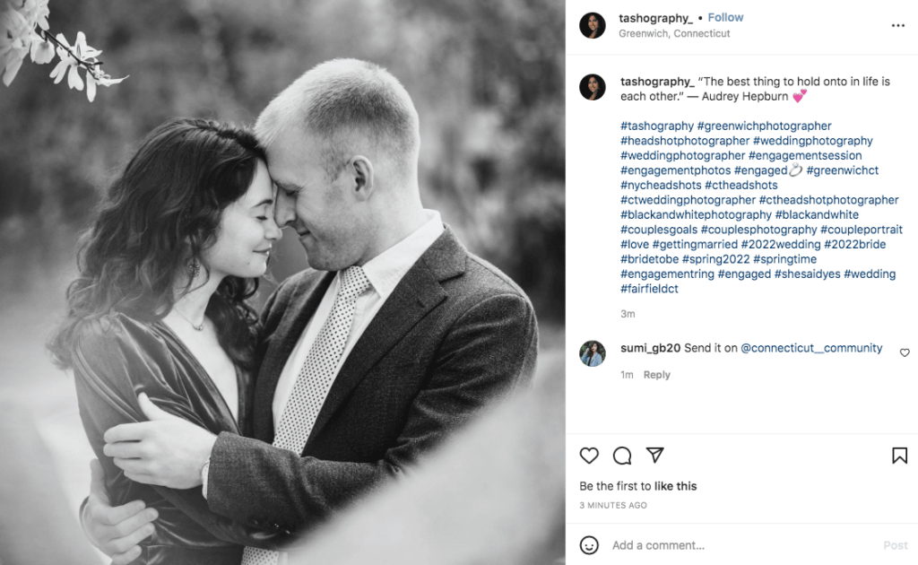 Audrey Hepburn quote for instagram engagement announcement