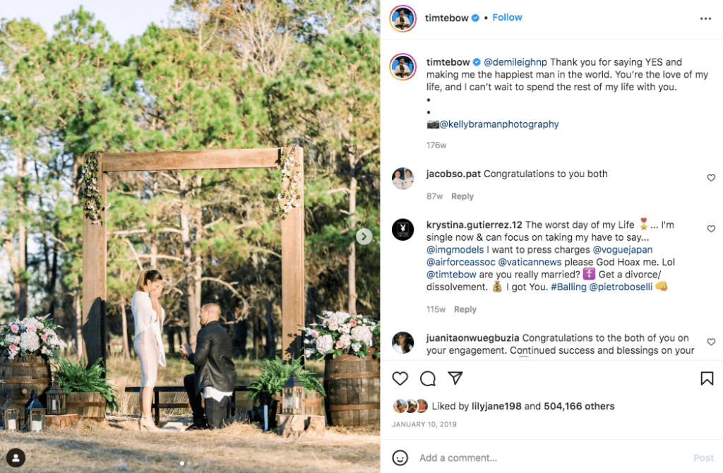 tim and demi tebow engagement photo