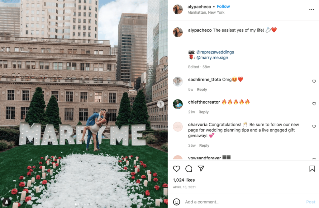 romantic engagement caption for instagram