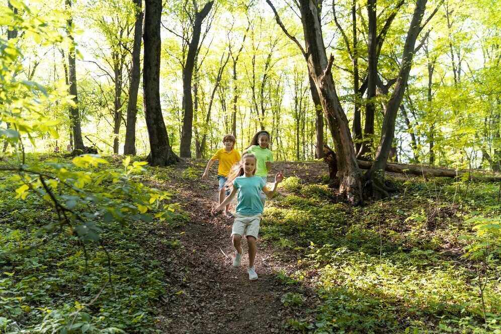 kids enjoying playing in nature