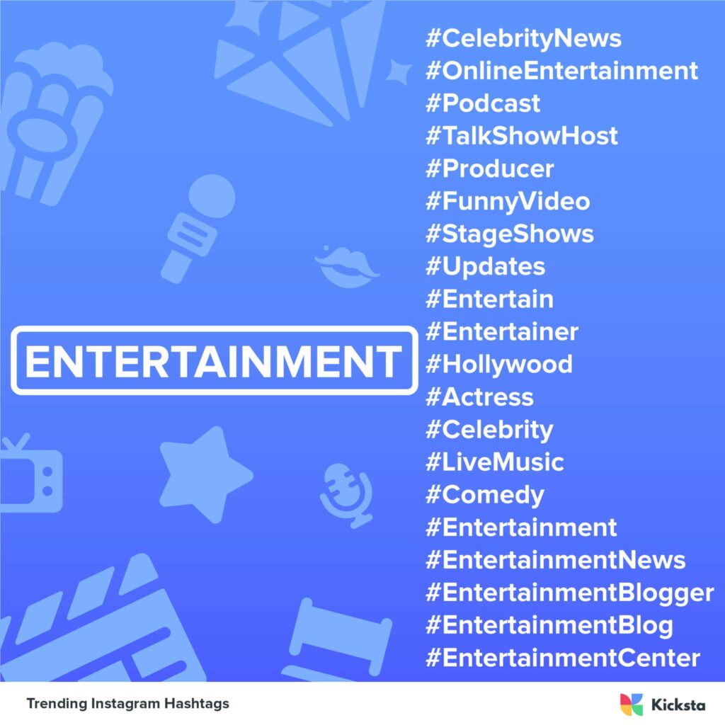 entertainment Instagram hashtags chart