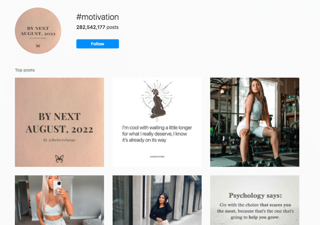 motivation hashtag screenshot