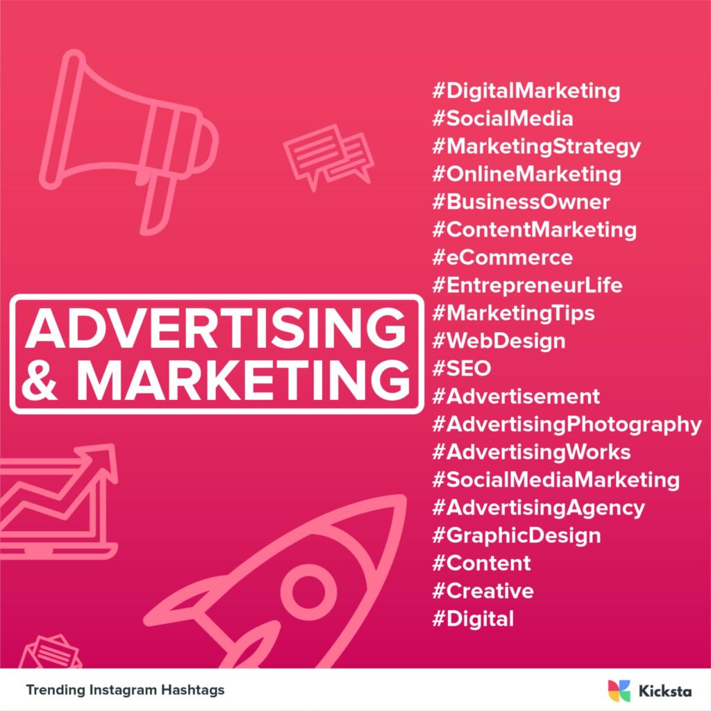 advertising and marketing trending hashtags chart