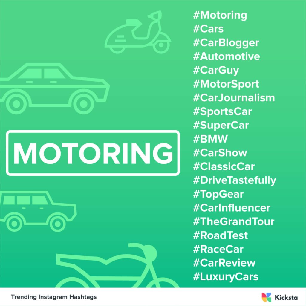 motoring hashtags chart