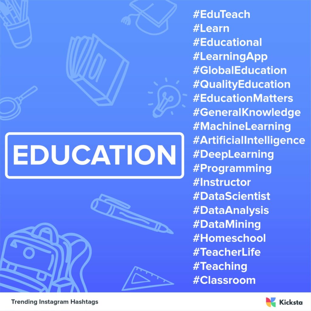 education hashtags chart