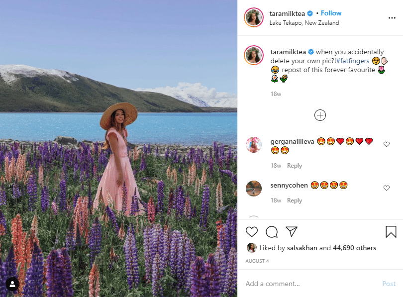 Tara Milk Tea instagram