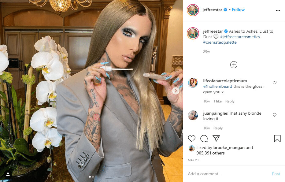 Jeffree Star beauty and makeup influencer