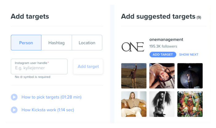 kicksta instagram promotion help example