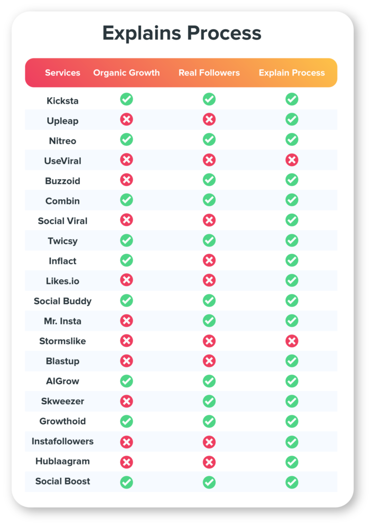 Explains Process chart for Instagram Growth Services
