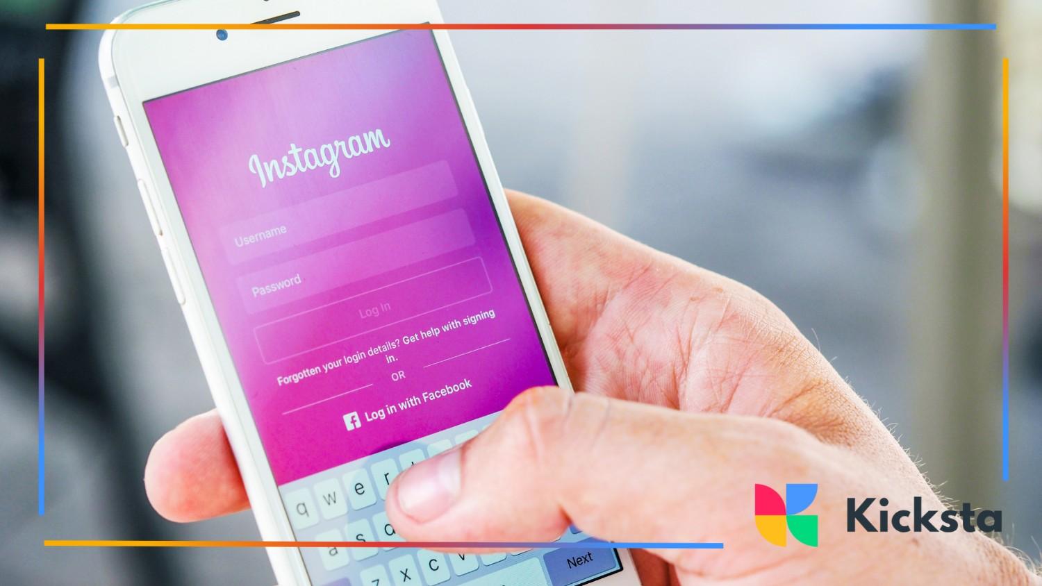 Person logging into Instagram on a smartphone