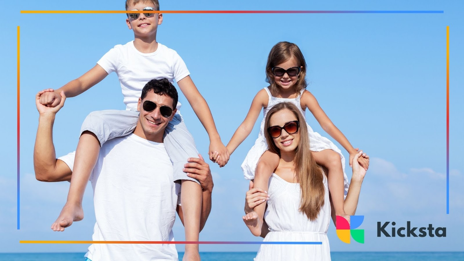 Happy family enjoying beach time together