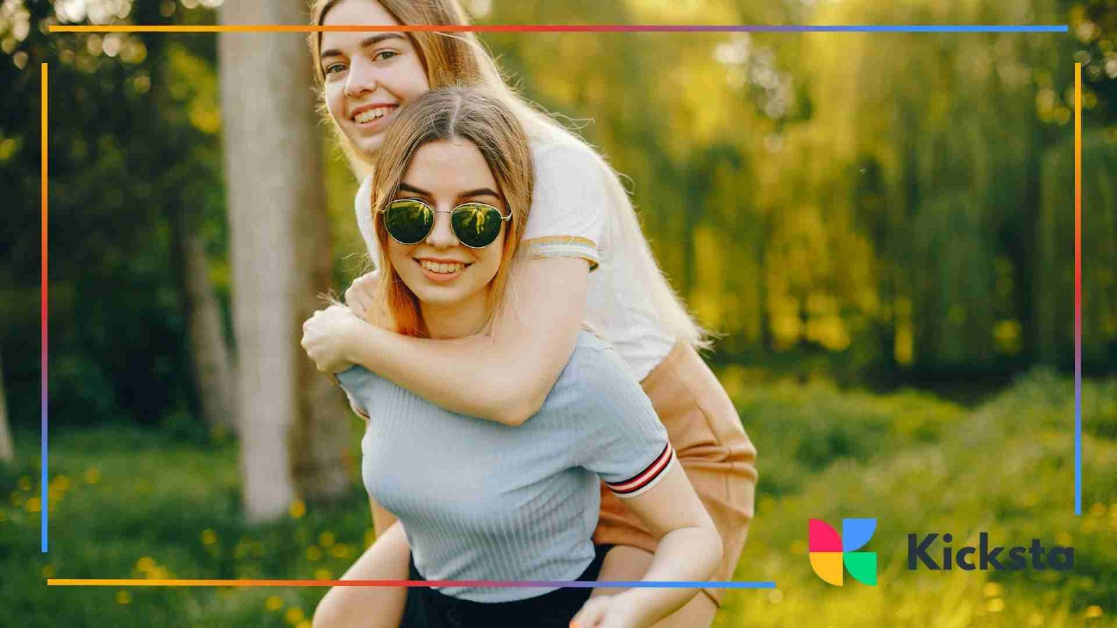 Sisters having fun outdoors
