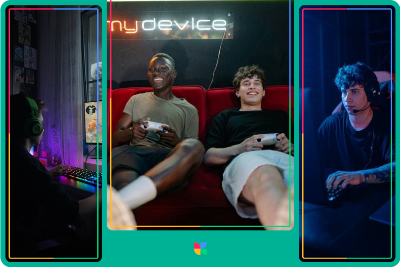 two gamer boys gaming on the sofa at the gamer room