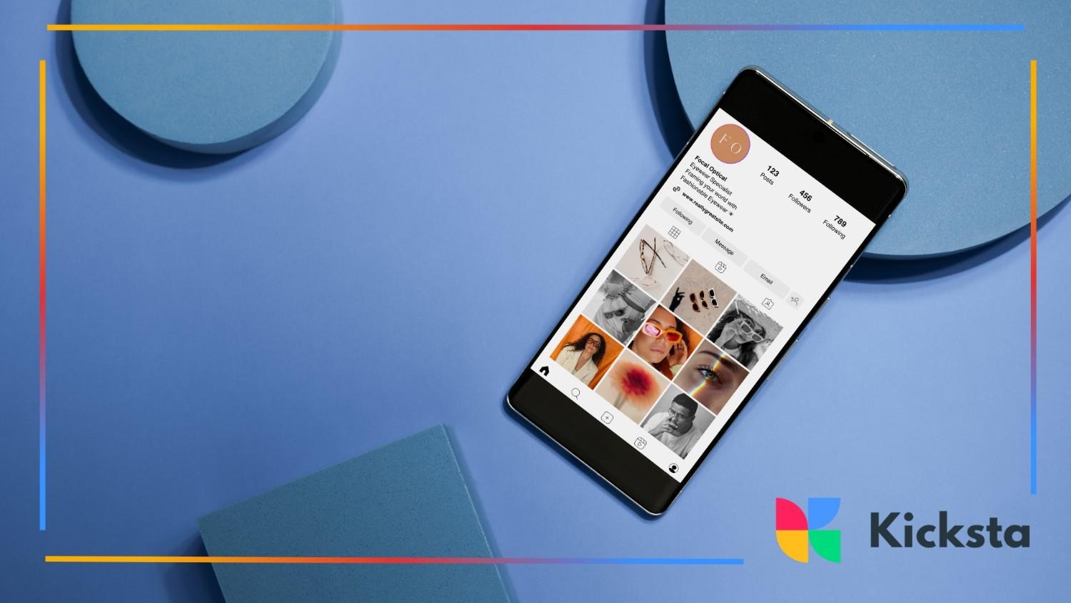 Instagram Profile on Phone with Blue Background