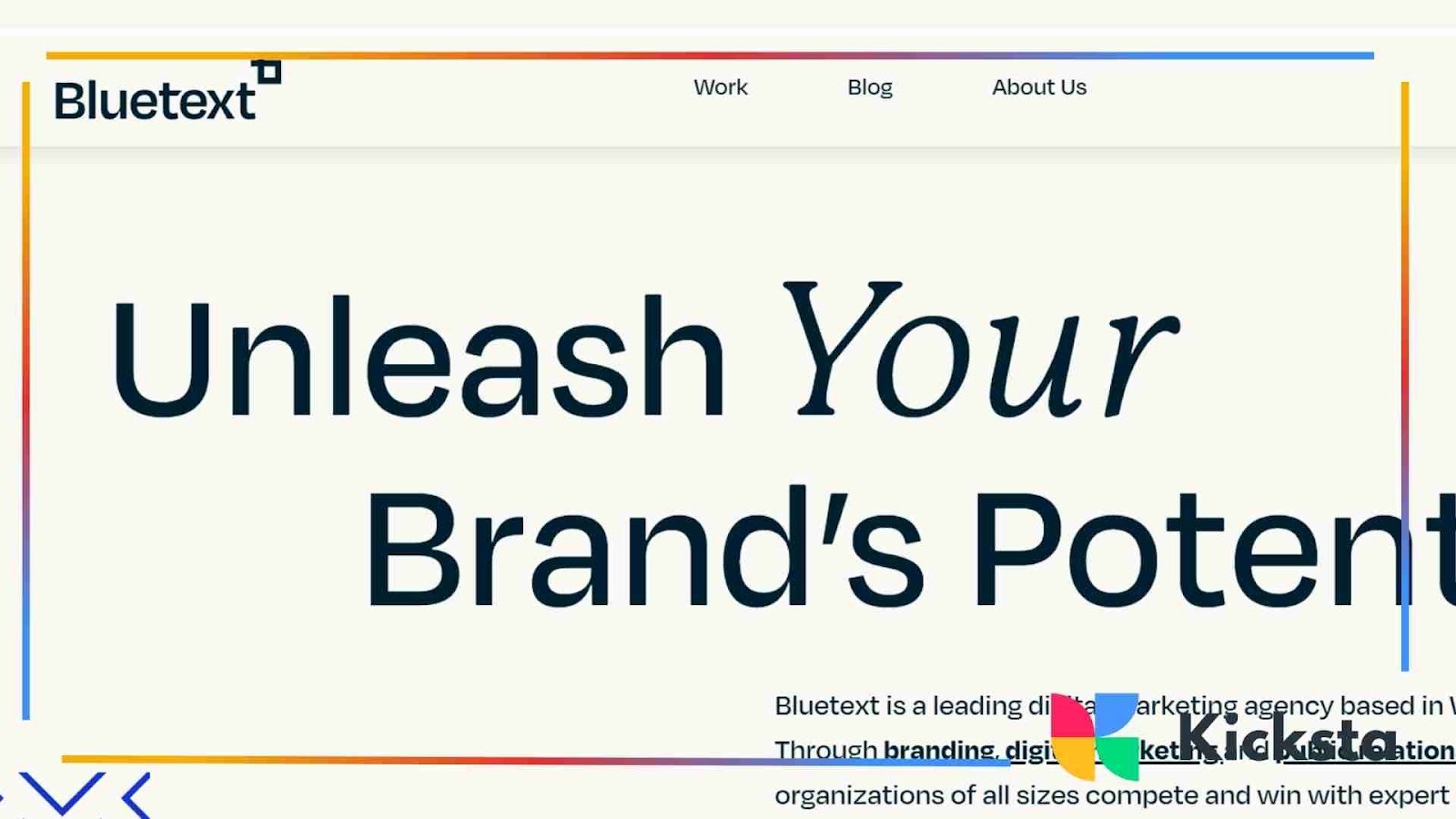 Landing page of Bluetext