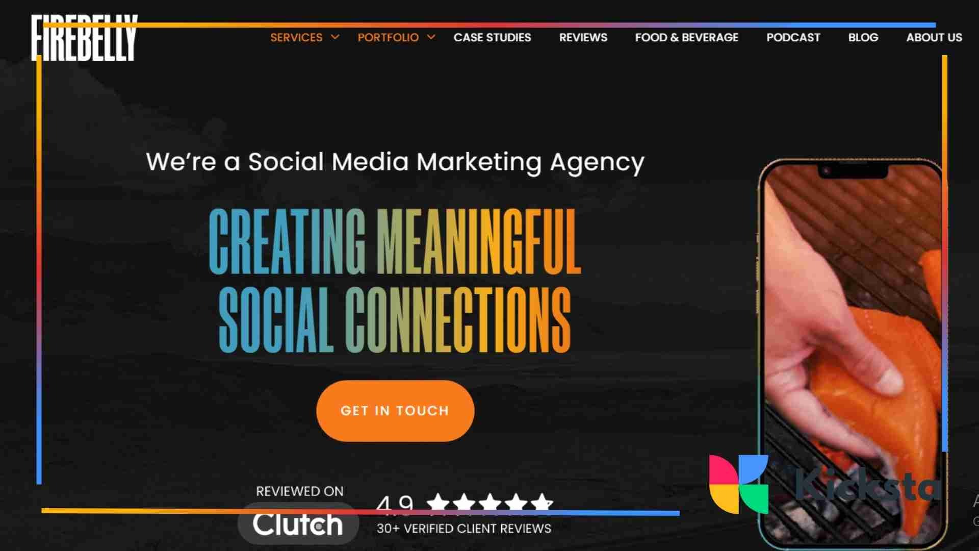 Landing page of Firebelly Marketing