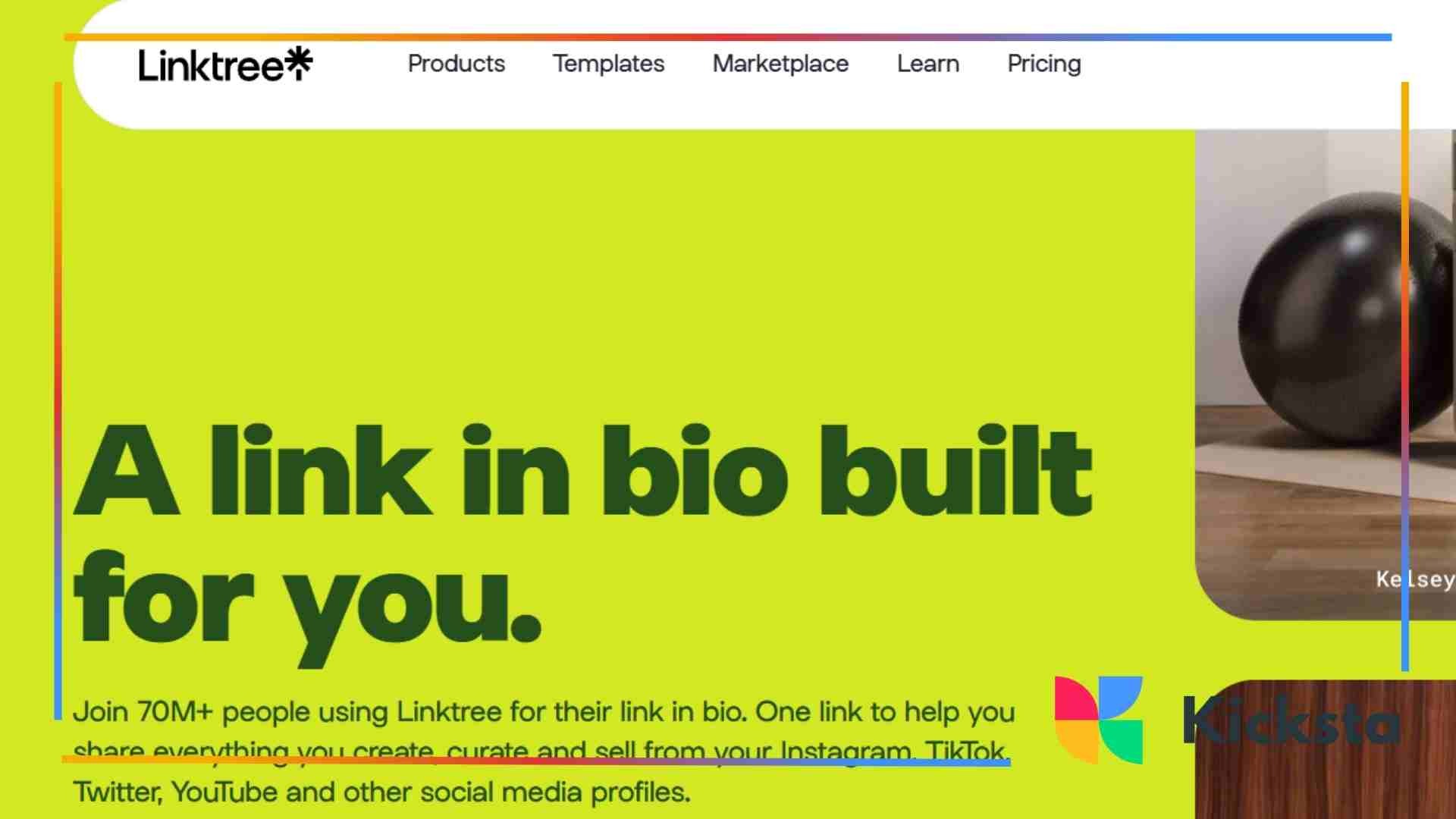 Landing page of Linktree