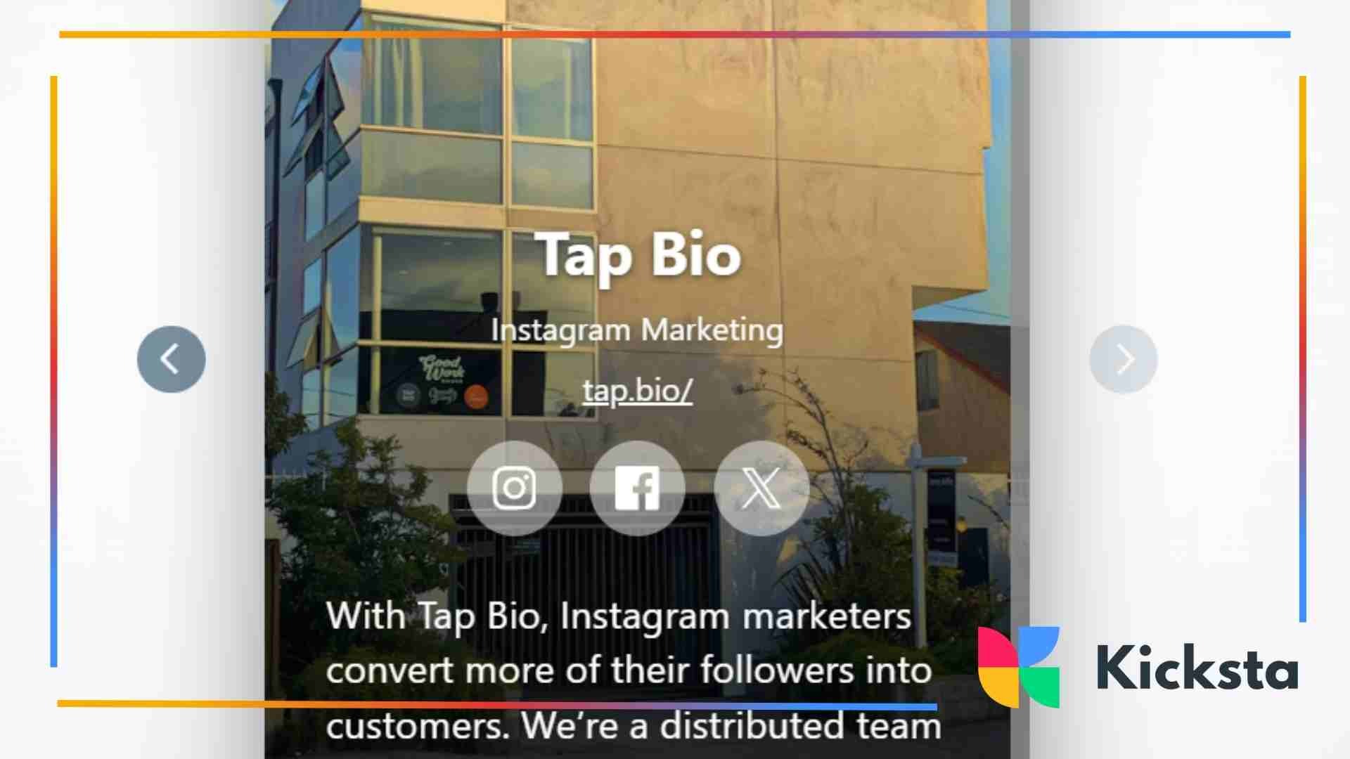 Landing page of Tap Bio