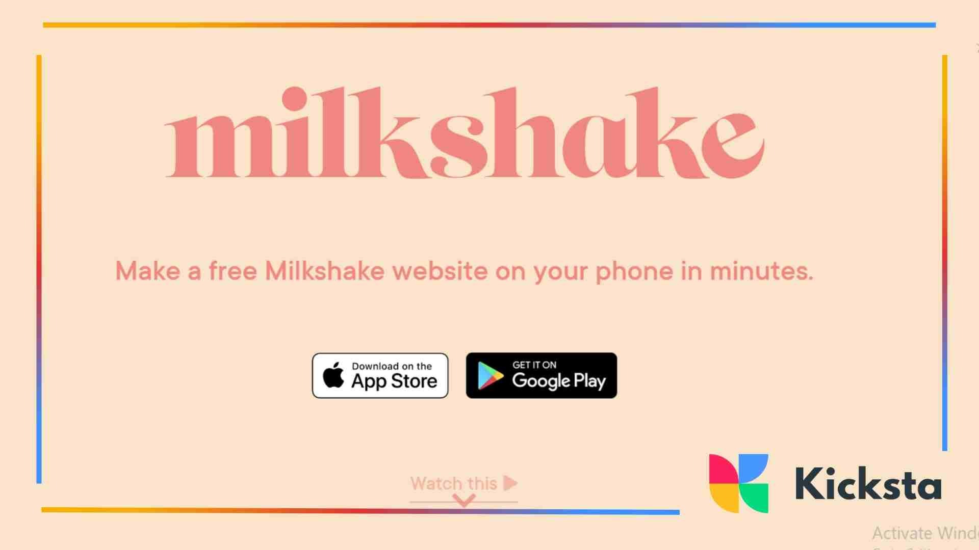 Landing page of Milkshake