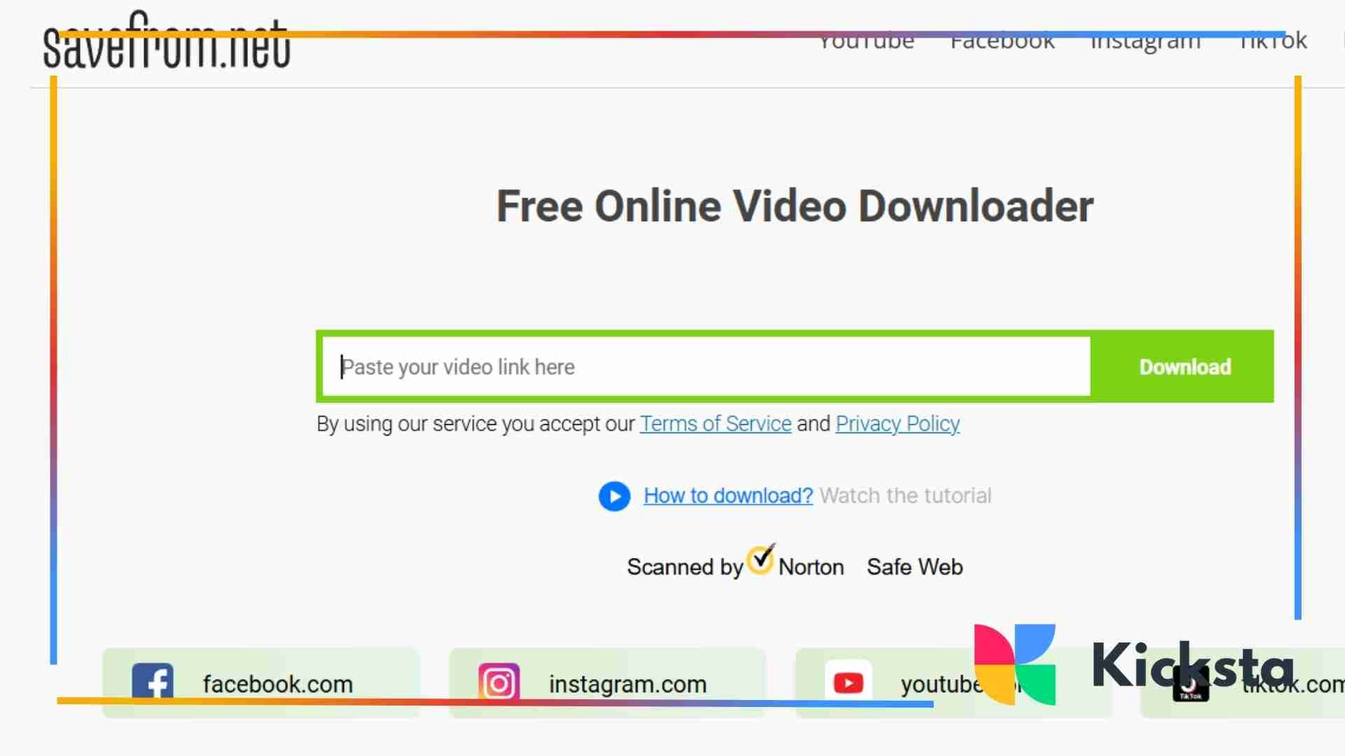 Landing page of Savefrom.net