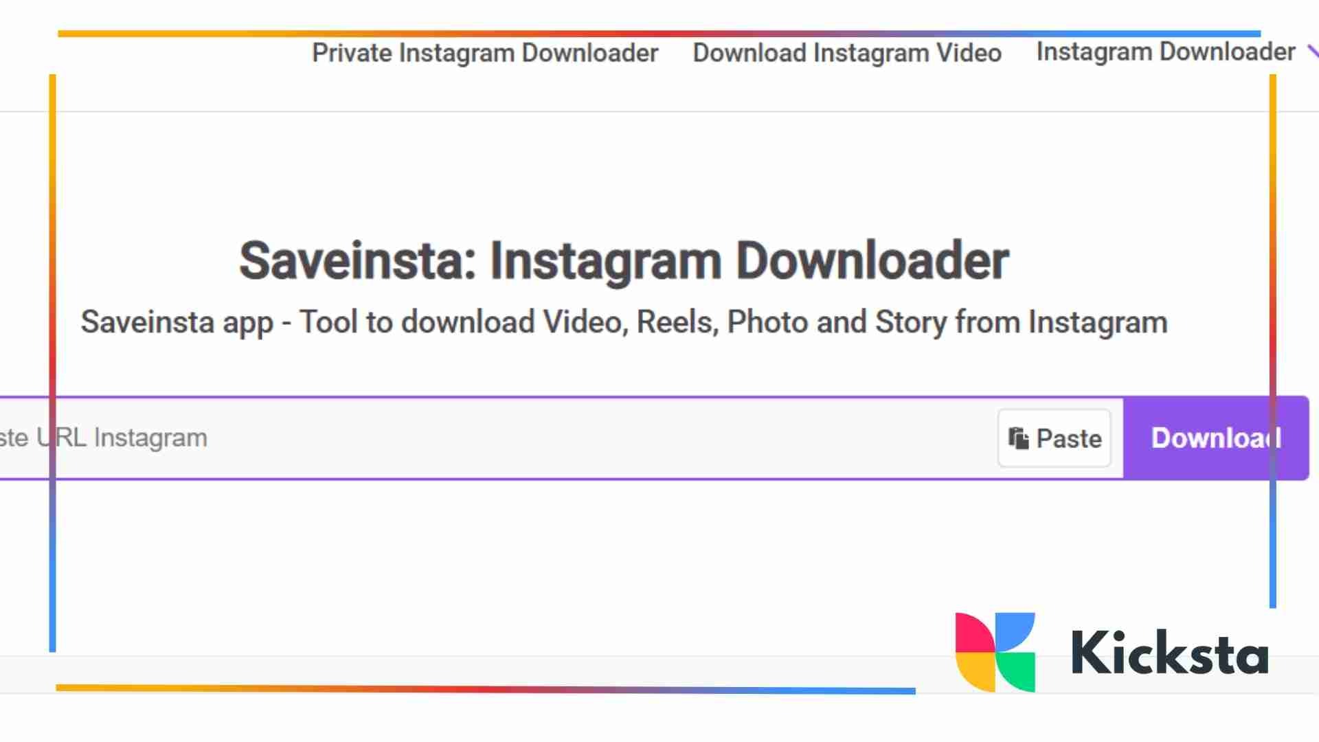Landing page of SaveInsta