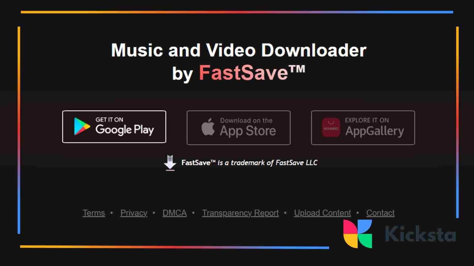 Landing page of FastSave App