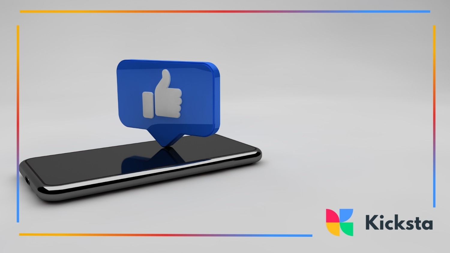 3D thumbs-up icon emerging from a smartphone screen
