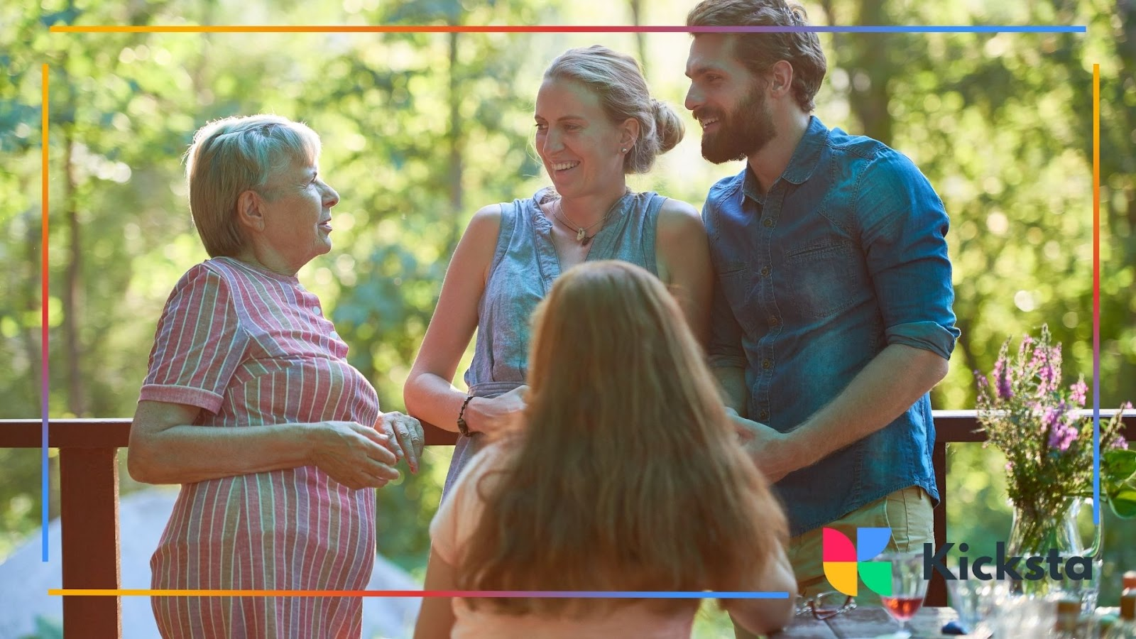 Happy family enjoying outdoor gathering in nature, representing lifestyle content, community bonding, and authentic social media storytelling.