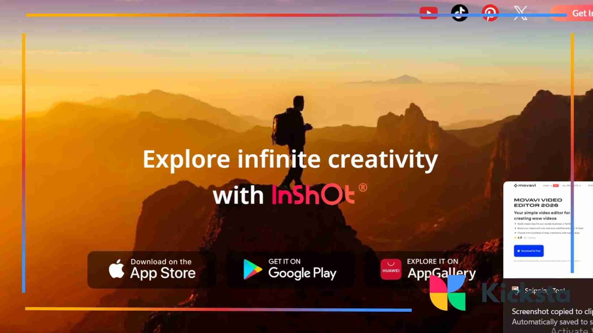 Landing page of Inshot